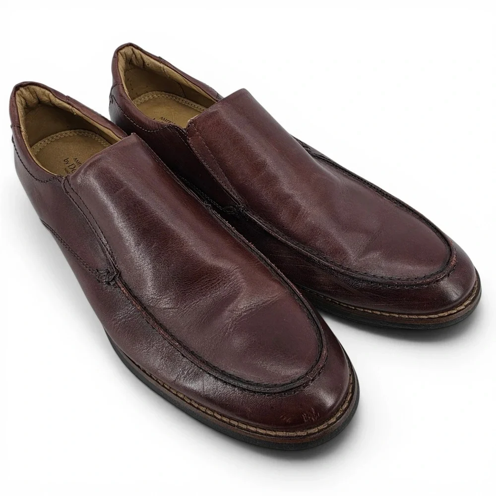 DeLaRentis American‎ Classic Mens 10 Brown Leather Slip On Loafers Brazil